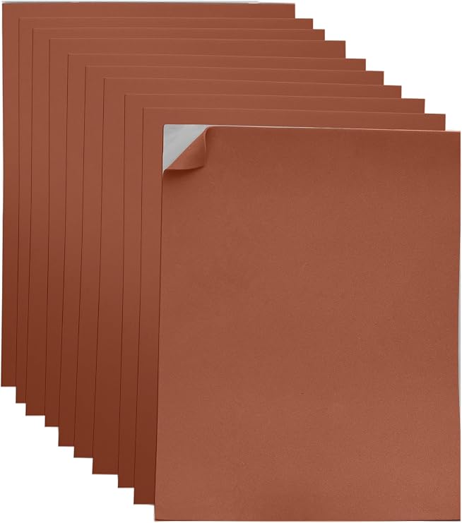 Adhesive Brown EVA Foam Sheets for Crafts, 9" x 12", 2mm Thickness Sticky Back Foam Paper for DIY Arts and Crafts, School Projects, and More - 10 Pack