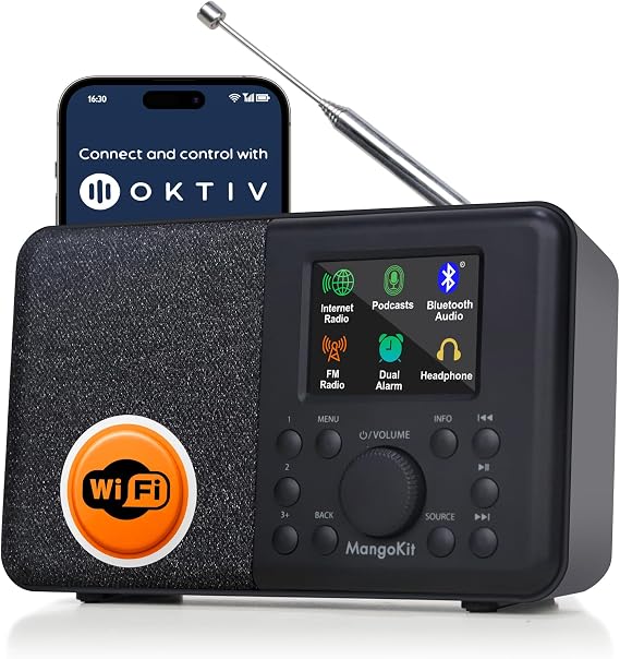 SR10 WiFi Internet Radio with Bluetooth, Podcast Player & FM Radio