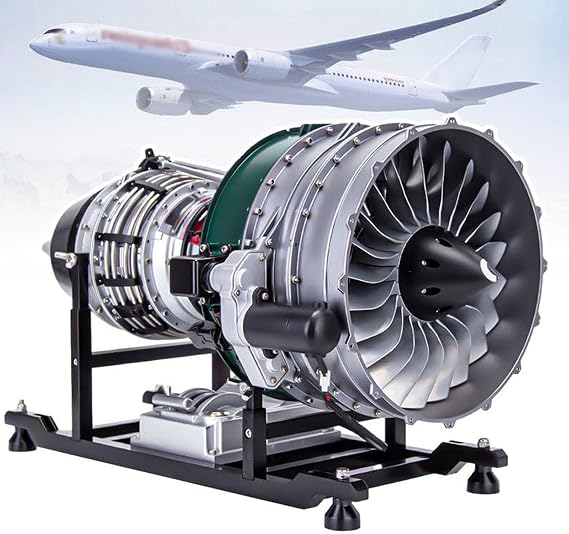 Jet Engine Model Kit with Dual-Coil Turbofan Motor, Model Kit, 1/10 Double Coil Planes Turbojet Engine,Aeroengine Assembly Model - 1100+ Parts