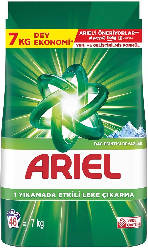 Ariel Dağ Esintisi Beyazlar Toz Çamaşır Deterjanı 7 Kg 46 Yıkama