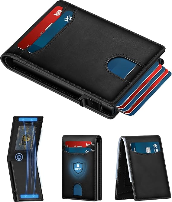 Card Wallet For Men Slim Minimalist: Smart Rfid Front Pocket Pop Up Wallets