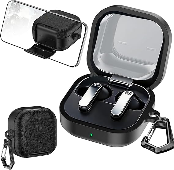 KZIOACSH Case for Samsung Galaxy Buds 4/Galaxy Buds 4 pro with Carabiner, Ultra Slim Anti-Scratch Washable Protective Siliocne Anti-Lost Sumdge-Proof Earphone Bumper Cover, Black