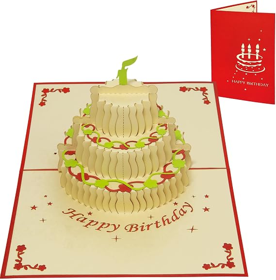 LINPOPUP, Pop Up Card, 3D Card, Birthday Card, Folding Card Birthday, Gift, Happy Birthday, Birthday Cake, N13