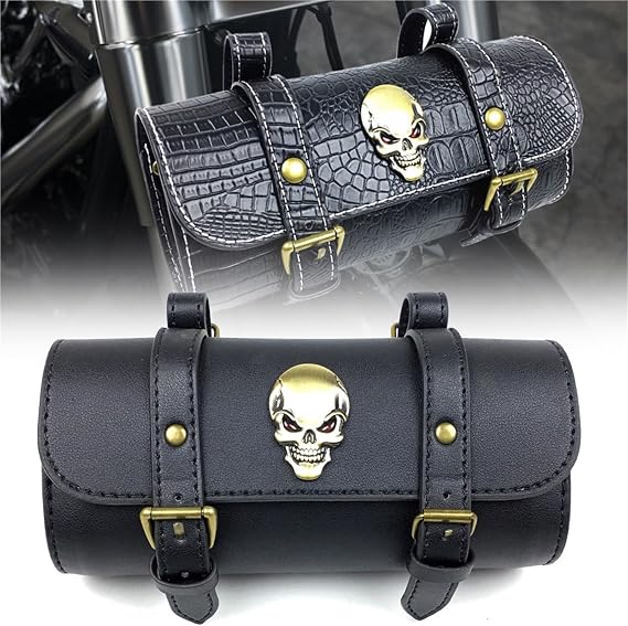 For Kawasaki Universal Motorcycle Saddlebag Model Side PU Leather Luggage Saddle Bag Storage Tool Pouch