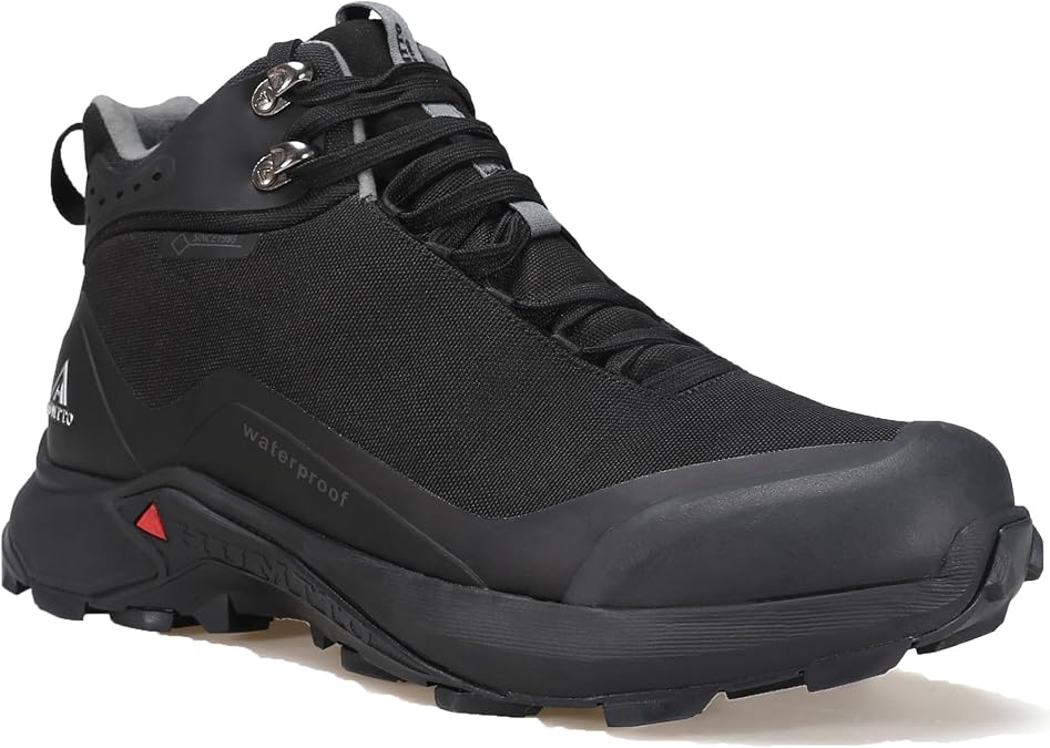 HUMTTO Men's All Terrain Waterproof Hiking Boots Lightweight Breathable Outdoor Ankle Boots Trekking Hiking Shoes, Black, 9