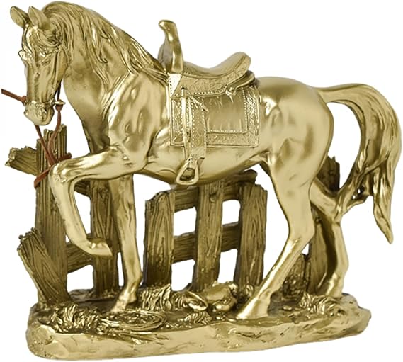 Galloping Horse Resin Statue, Luxury Home & Office Decor for Wealth & Success, Handcrafted Horse Sculpture for Living Room, Desk, Shelf Display - Elegant Figurine Art Piece-E
