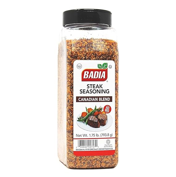 Badia Steak Seasoning Canadian Blend, 28 oz Savory Salt, Garlic & Spice Mix with Paprika, Smoky Grill Rub for Steaks, Burgers, Pork, Chicken, Gluten Free