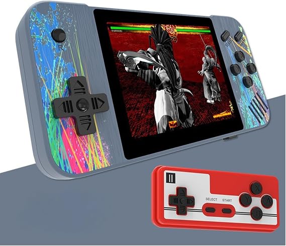 Retro Handheld Game Console, 3.5-inch HD Screen, 800 Classic Games, Single Player or 2-Person Game Mode, Retro Gaming Console,Grey/Pink (Grey)
