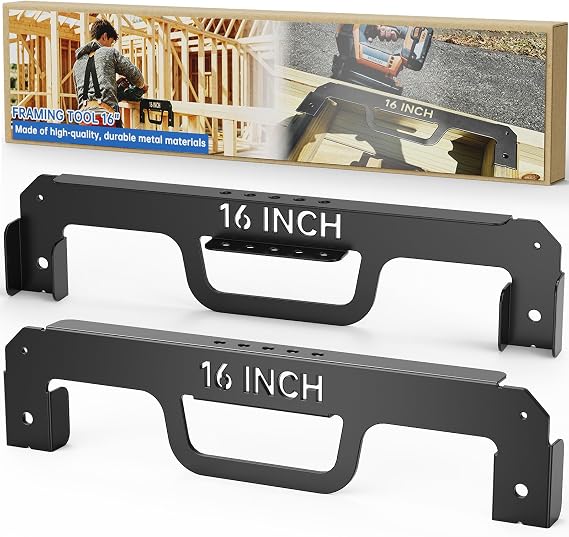 16 Inch Framing Tool, Framing Stud Layout Tool(2Pack) | Precise 16 Inch Spacing, Black, Anti-Rust Coating, Suitable for Wall, Roof, Ladder and Floor Framing