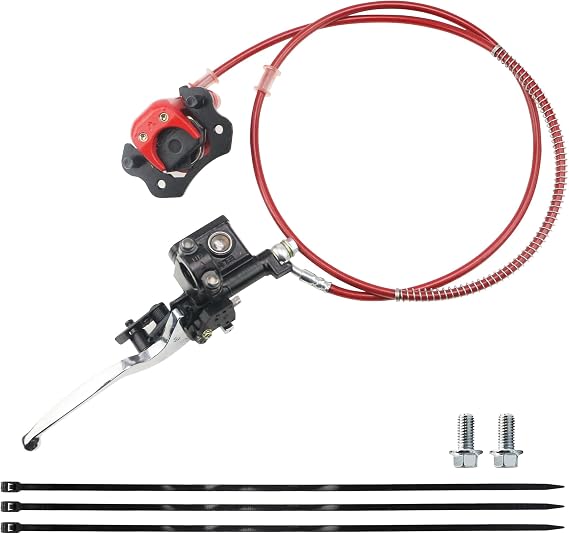 PRO BAT Left Hydraulic Brake Assembly with Brake Master Cylinder Caliper | for 50cc 70cc 90cc 110cc 125cc Chinese Mini Kids Quad Bike ATV 4 Wheeler Taotao Buyang Coolster Baja Red