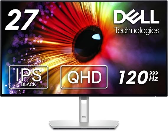 Dell U2724D UltraSharp 27 Inch QHD (2560x1440) Monitor, 120Hz, IPS Black, 5ms, 98% DCI-P3, 2x USB-C, 2x DisplayPort, HDMI, 3x USB, Silver