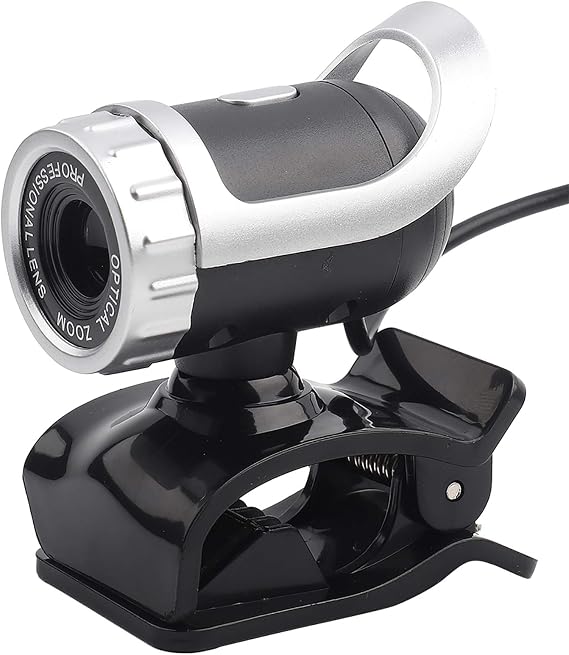 USB 2.0 Web Camera, HD 0. Pixels Clipon Webcam with Builtin Microphone, 360° Rotating Stand for PC Laptop Desktop, High Level Optical Lens for Video Calling Conferencing Skype Zo (Silver)