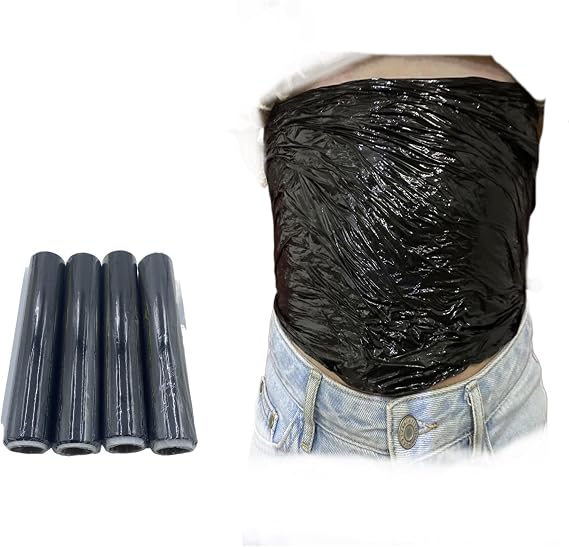 4 Rolls Osmotic Plastic Wraps-Osmotic Slimming Wraps for Body Contouring& Body Slimming& Sweater Enhancer Black 60M*25CM Each Roll