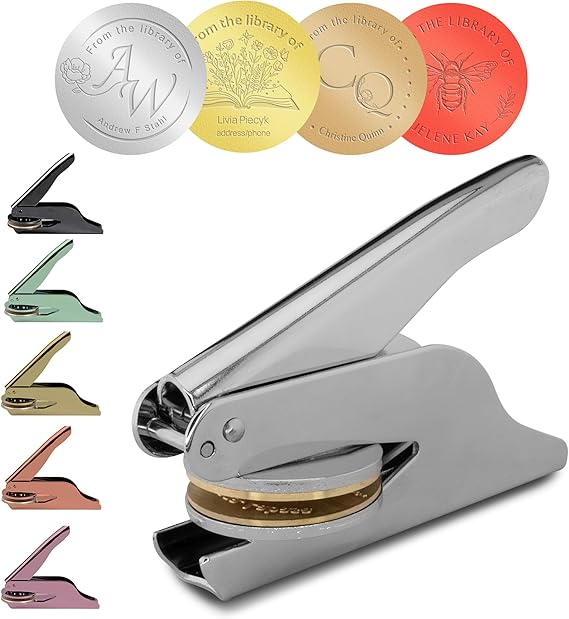 Book Embosser Stamp - Custom Book Embosser Personalized Stamp for School, Book Embosser Personalized Stamp for Small Business, Book Embosser Custom Notary Seal, Personalized Embosser for Books