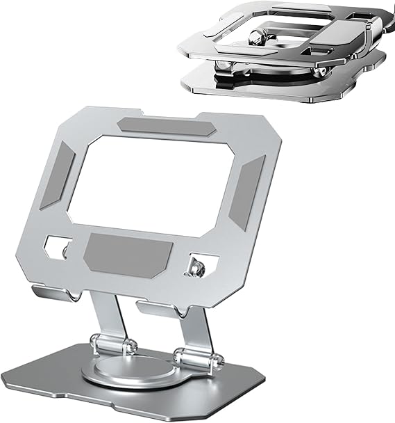 Foldable Ergonomic laptop stand with 360° Swivel Base, Adjustable Height & Angle, Ventilated Aluminum laptop riser for 10-17.3'' Laptops, Tablets & macbook stand Compatible Devices
