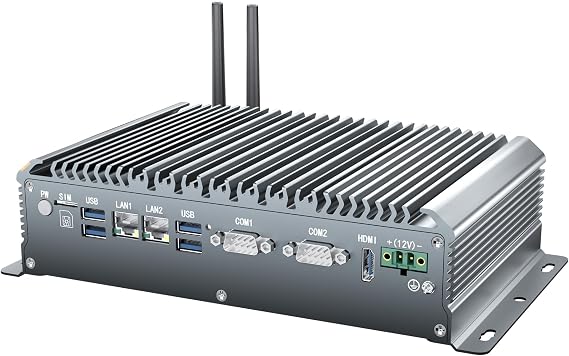 Industrial PC Fanless Mini PC,Windows 11 Pro,Intel Core i5-1235U,8GB DDR4 RAM,256GB SSD,WiFi/BT,4K HDMI,LAN×2,4×RS232,2×RS485,6×USB,GPIO,LVDS,TPM2.0,Industrial Computer Support Power On Auto