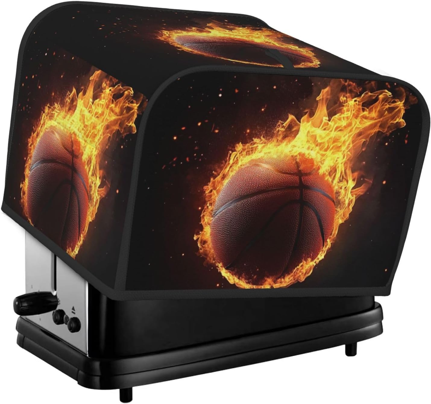 Fired Up Basketball Toaster Cover Bread Machine Cover Fits For 4 Slice Toasters Anti-Sputtering Bread Cover Washable Bread Maker Cover Dust Cover