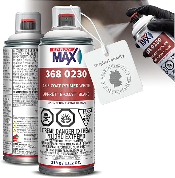 SprayMax 1K E-Coat White Primer | White Spray Paint Primer | For Metal & Automotive Parts | Metal Paint | High Adhesion, Corrosion Protection & Fast-Drying | Professional Grade | 11 oz