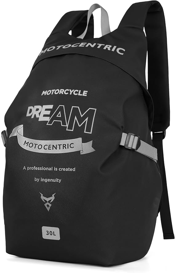 MOTOCENTRIC Motorcycle Backpack for Men Women,Waterproof Helmet Bag,30L Large Capacity with Laptop Pocket,for Cycling Riding Bicycle (Reflective Gray)