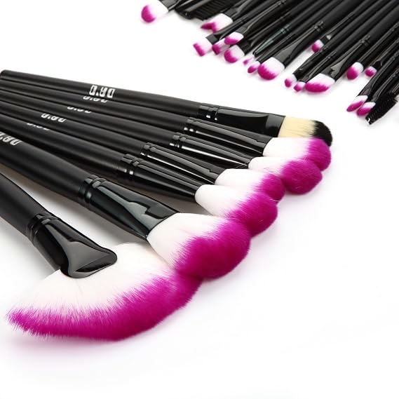 DRQ Professional Makeup Brush Set| Pro Cosmetic-32pc Studio Pro Makeup Make Up Cosmetic Brush Set Kit w/Leather Case - For Eye Shadow, Blush, Concealer, Etc.