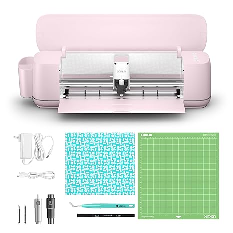 LOKLiK iCraft Plotter Machine - Cutting Machine for Personalizing Textiles Cups Bags Stickers and Decorations. Compatible with Flex Film Paper Leather Card and More (Pink)