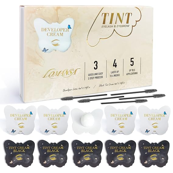 Black Lash Color Kit, Eyelash Color Set with Natural-Looking Darker Lashes and Brows, 3-Step Application, Lasts Up to 4 Weeks, Beauty Kit for Salon Use
