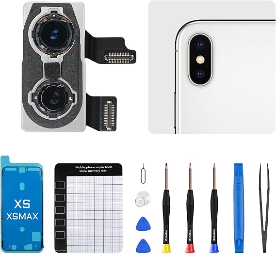 for iPhone Xs MAX for iPhone Xs Back Camera Replacement OEM 12MP | Main Rear Lens Parts with Wide Telephoto Lens OIS HDR 4K Video Assembled Fix Repair Tool Kit A1920 A2097 A2098 A2099 A2100