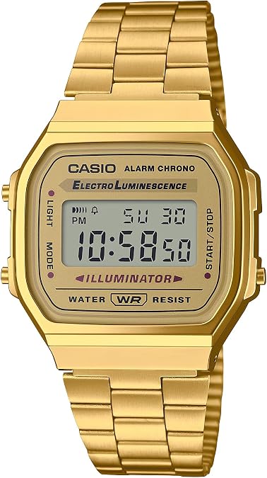 Casio Vintage Gold-Tone Stainless Steel Digital Watch 38.6x36.3mm - A168WG-9VT