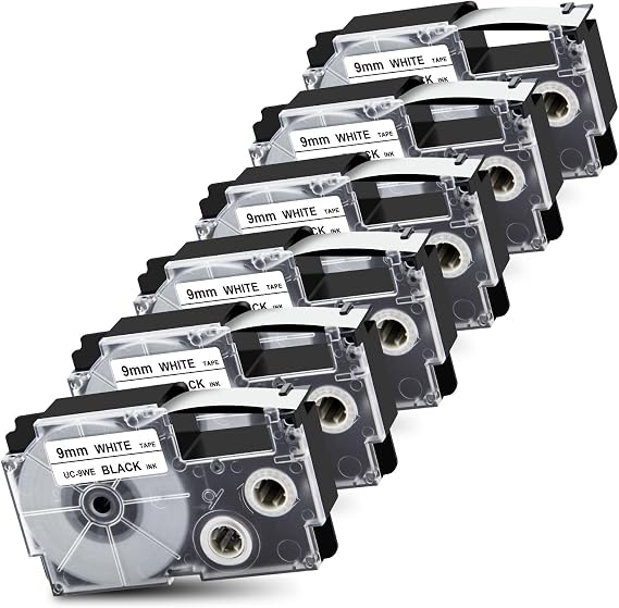 Pristar Replace for Casio XR-9WE XR9WE XR-9WE2S 9mm Labeling Tape 3/8"