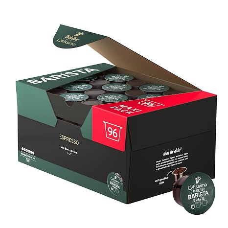 Tchibo Cafissimo Vorratsbox Espresso Brasil Kaffeekapseln 96 Stück (Espresso ausdrucksstark mit Nussnote) nachhaltig & fair gehandelt