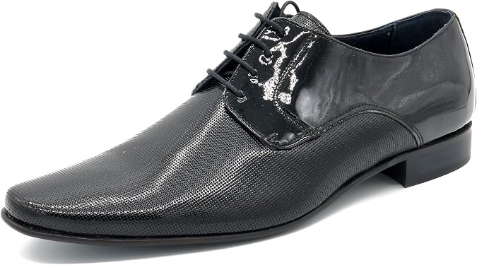 Men's Business Shoes with Leather Sole Leather Lace-Up Shoes Suit Shoes Patent Leather Black