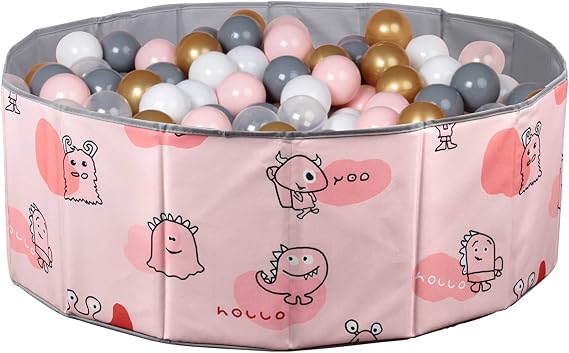Baby Marine Foldable Ball Pool - Playground - Playground + 150 Pieces 4 Colors Ball Gift - Pink