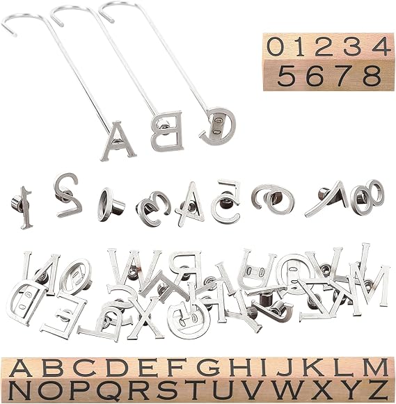 36Pcs Mini 1" Branding Irons, Alphabet Alphanumeric Mini Custom Iron Personalized Set, 26PCS English Letters and 10PCS Numbers Iron for Woodworking Leather Hats DIY Cowhide Brander Handicrafts Logo