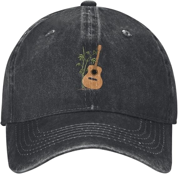 Japanese Style Guitar and Bamboo Baseball Cap for Men Women Hat Adjustable Vintage Cotton Dad Caps