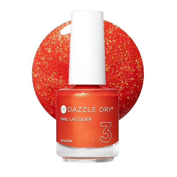 Dazzle Dry Nail Lacquer, Step 3 Bold Move (0.5 fl oz) | A Golden Orange With Coral Undertones Full Coverage Shimmer Finish Quick-Dry