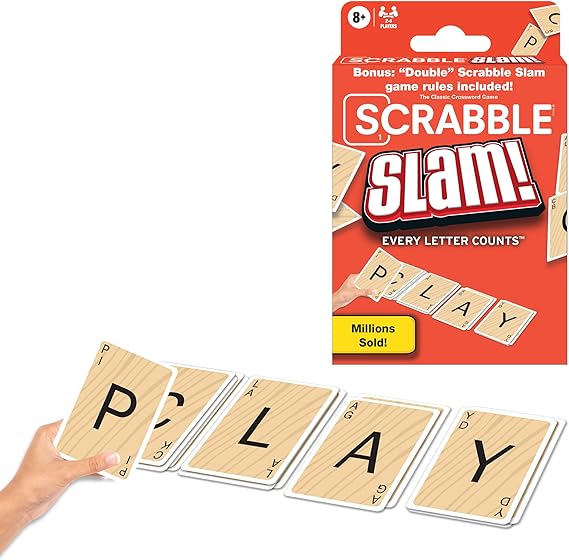 Winning Moves Scrabble Slam, Fast Paced Card Game Version of Scrabble | The Original 2000's Classic Hit, 2 to 4 Players, Ages 8+