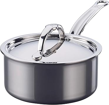 Hestan NanoBond Molecular Titanium Saucepan with Lid, 1.5-Quart - PFAS-Free Stainless Steel, 4x Stronger, 1050F Oven Safe, Induction Compatible, Handcrafted Italy