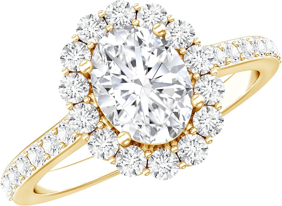 Certified 1 Carat Oval Lab Grown Diamond Engagement Ring, Ef-Vs Quality