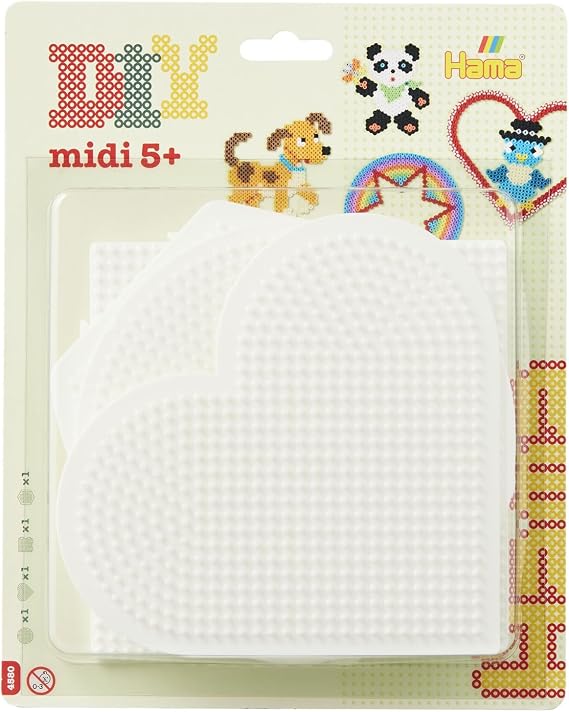 Round, Heart, Hexagon and Interlocking Square HAMA 4 Pack Large Pegboards