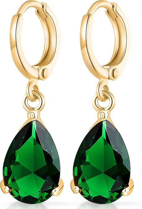 Crystalline Azuria Tropfenfürm Ohrringes 18ct Weiß Vergoldet Haken Ohrhänger mit Zirkonia Kristalle für Damen und Mädchen