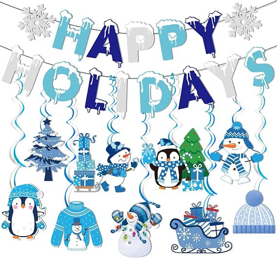 Happy Holidays Banner Happy Holidays Decorations Winter Banner with Winter Wonderland for Holiday Decorations Christmas Decorations Christmas Party Decorations