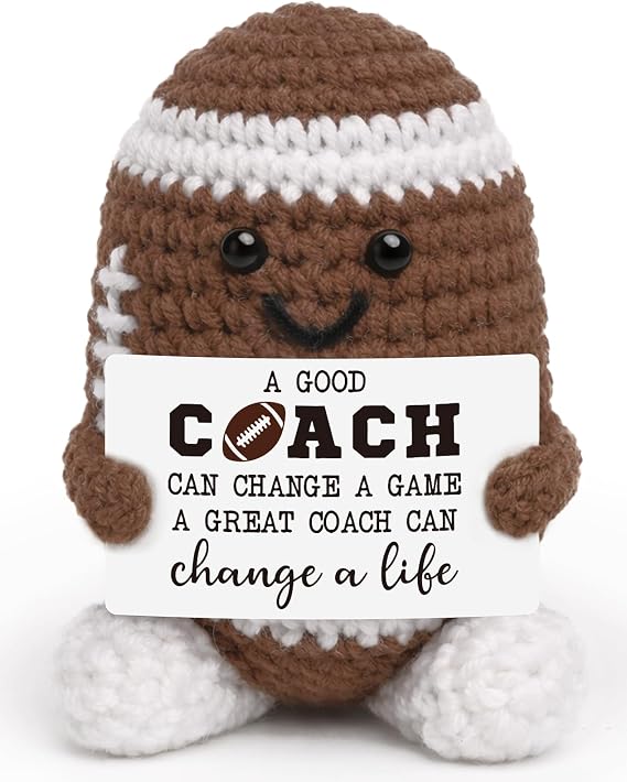 MAMAGIFTREE Thank You Coach Gift, Crochet Football Gift Idea, Retirement Birthday Gifts for Coach Mentor Trainer Appreciation Gifts