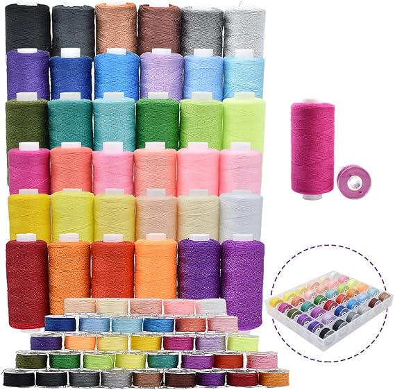 72Pcs Bobbins Sewing Threads Kit 36 Colors Spools 360 Yards Per Polyester Thread Prewound Bobbin with Case for Hand Sewing Sewing Machine Embroidery Mending Clothes DIY Project