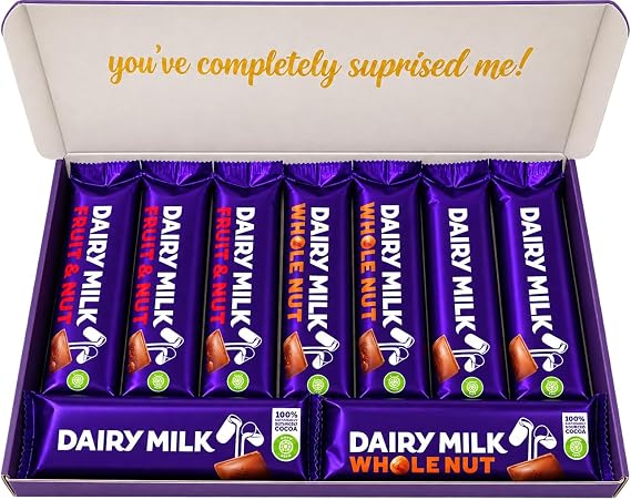 Dairy Milk Chocolate Full Sized Bars, Fruit Nut & Whole Nut Gift Box Hamper