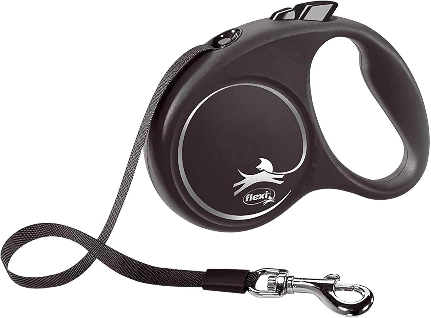 Flexi - Leash - Black Design - Strap Version - Modern and Ergonomic Shape - Advanced Guidance System - Retractable Leash - Made in Germany - BlackSilver - L - 16 ft