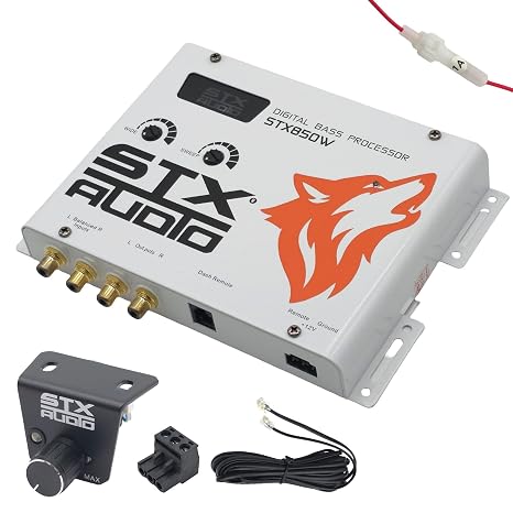 STX Audio STX850W - Digital Bass Processor with Dash Mount Remote, Balanced RCA Inputs, 133dB SNR, Customizable Sweep & Wide Controls - Ideal for Car Audio Systems