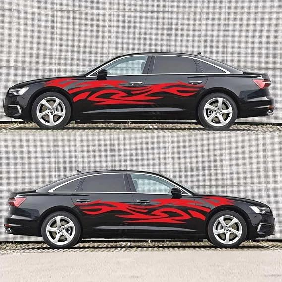 QIZUN 2Pcs Car Side Door Stripes Graphics Stickers for Dacia Logan MCV 2 (II) I 2013-2019 2020, Body Racing Decals Sport Vinyl Protector Trim Styling