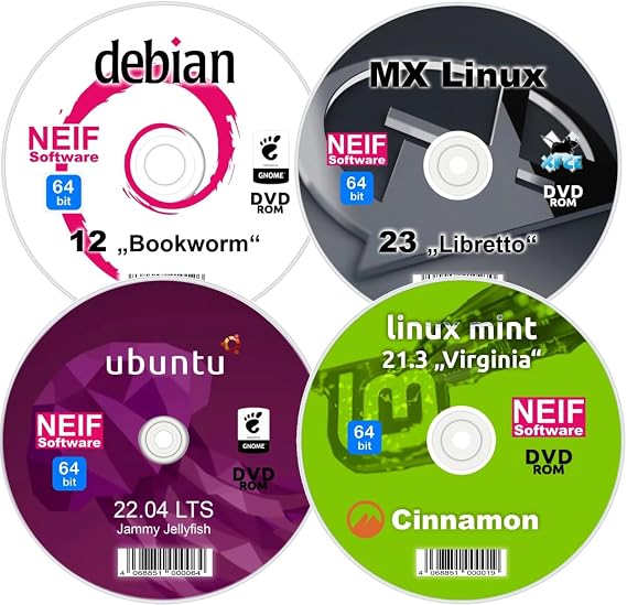 NEIF Software Best of Linux Edition 1/2024 (64 Bit) auf DVD - mit Ubuntu 22.04 & Linux Mint 21.3 Cinnamon & MX Linux 23 & Debian 12