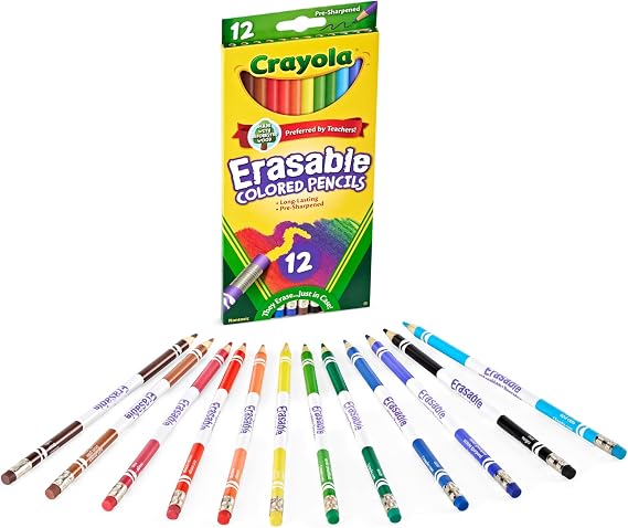 Crayola 68-4412 12 Piece Erasable Colored Pencils - 2 Pack