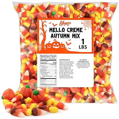 Autumn Mix Candy Corn and Pumpkins, 1lb Pack of Halloween Candy Bulk, Decorative Autumn Mix Candies for Trick or Treat, Classic Halloween Treats with Rich Fall Flavors.